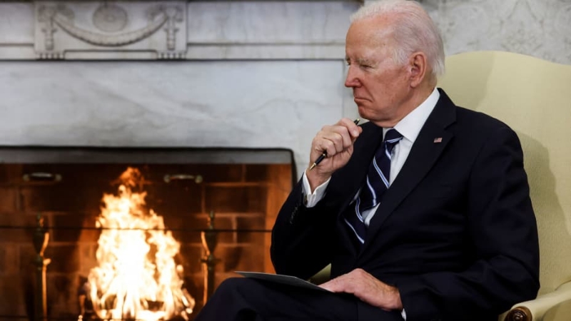 U.S. President Joe Biden listens during a meeting with Japan's Prime Minister Fumio Kishida in the Oval Office at the White House in Washington, U.S., January 13, 2023. REUTERS/Jonathan Ernst