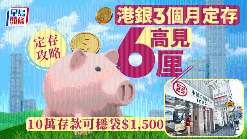 港银3个月定存高见6厘，10万存款可稳袋$1,500